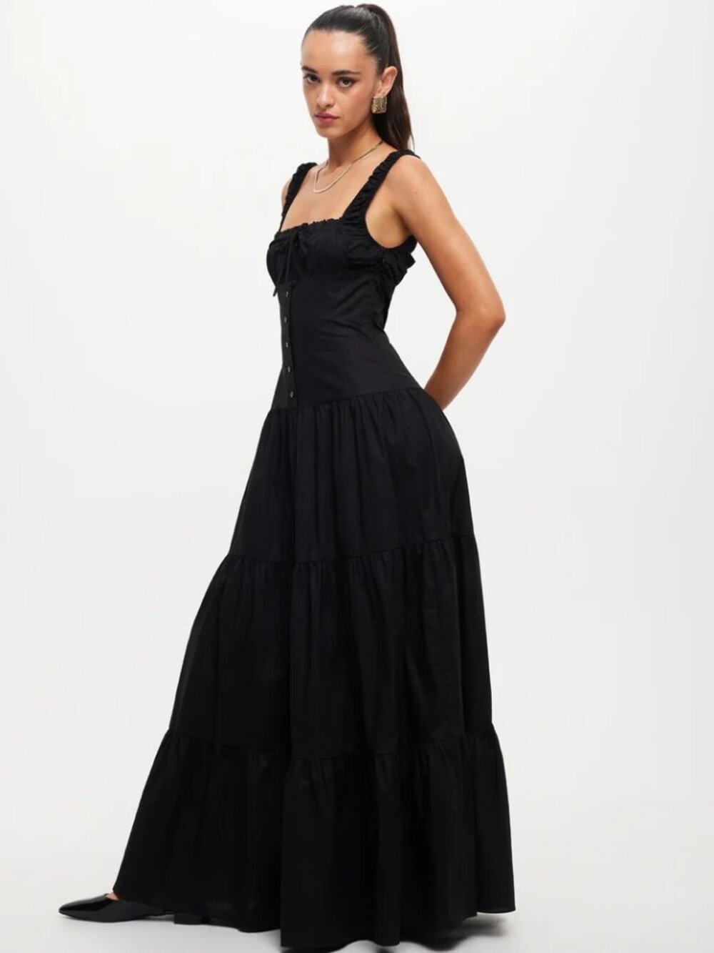 LIONESS Heart Shaped Maxi in Onyx Black New Womens Long Gown Dress - Picture 10 of 15